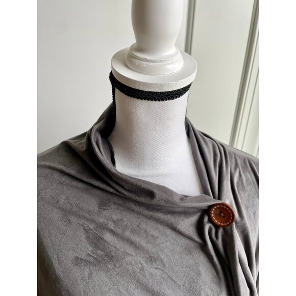 Bobeau Grey Draped Cardigan Jacket - Size M - Picture 5 of 6